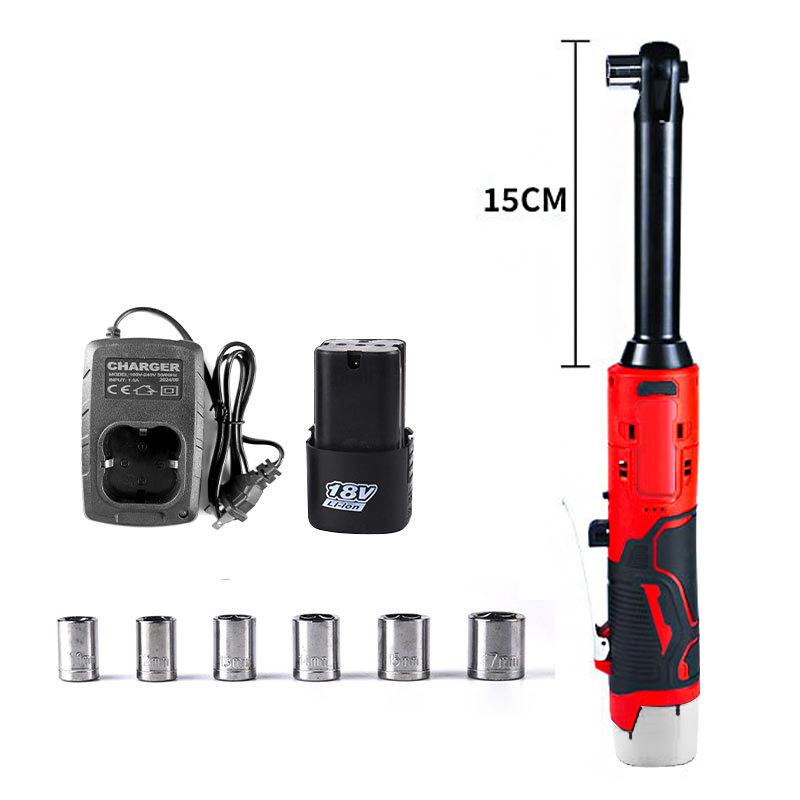 15cm Electric Ratchet 18V Cordless 90 Degree Right Angle Torque Lithium-Ion Auto Ratchet Repair Tool Set