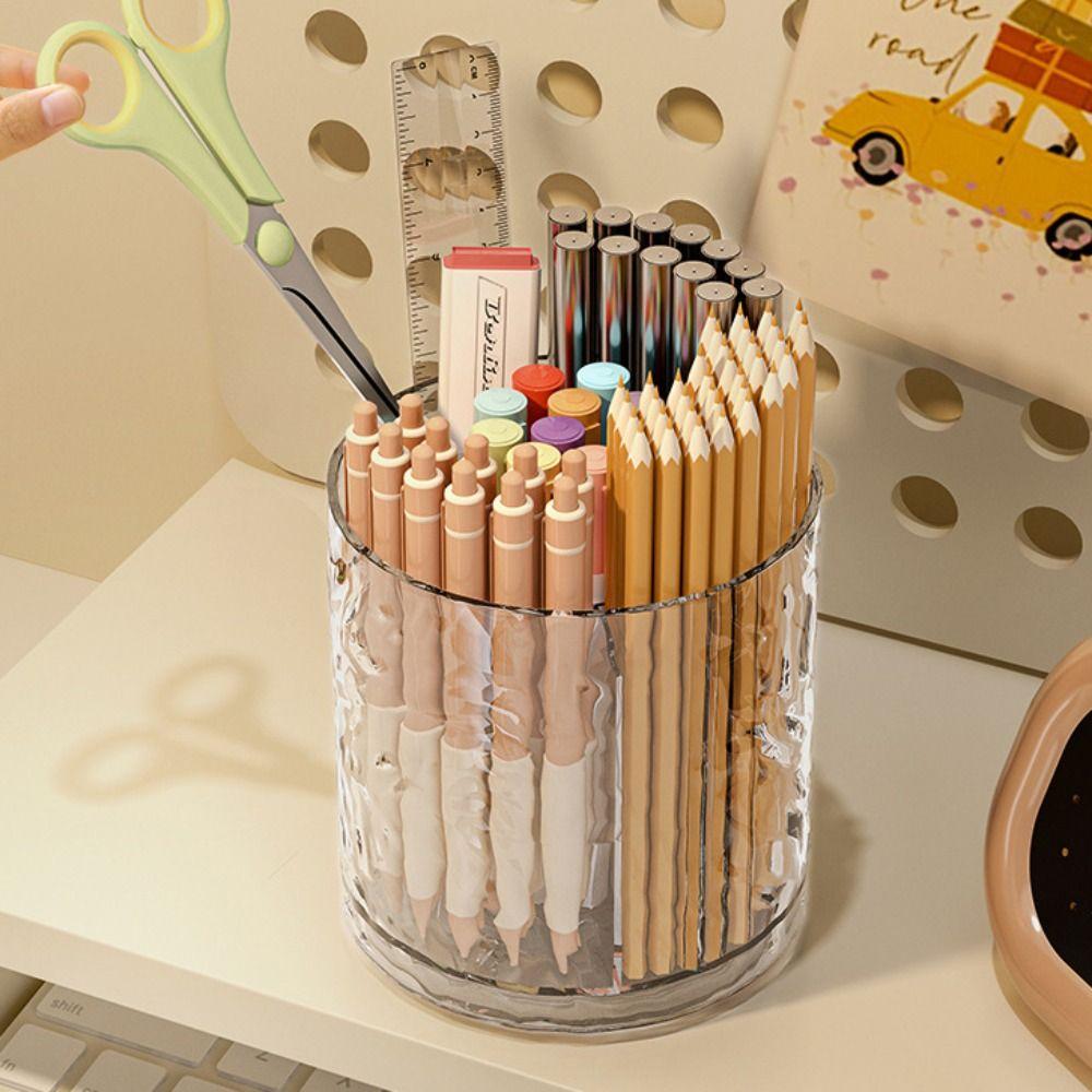 Plastic Pen Holder Creative Makeup Brush Cylinder Pen Container Storage Rack  Office