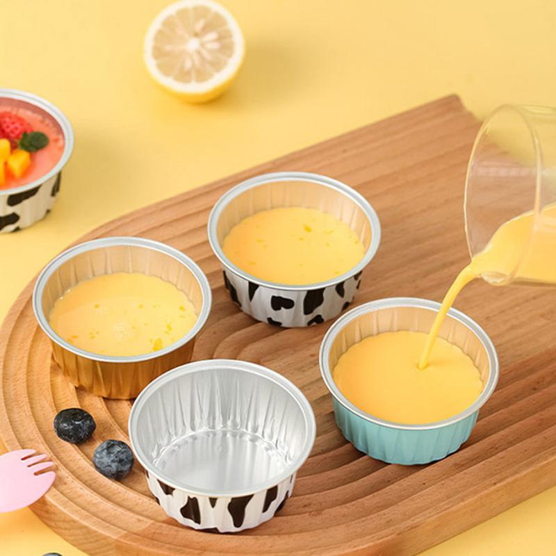 10 Pcs 50Ml Temperature Resistance Reusable Aluminum Foil Baking Cups With Lid Small Pudding Tart Tins Pastry Baking Tools Set
