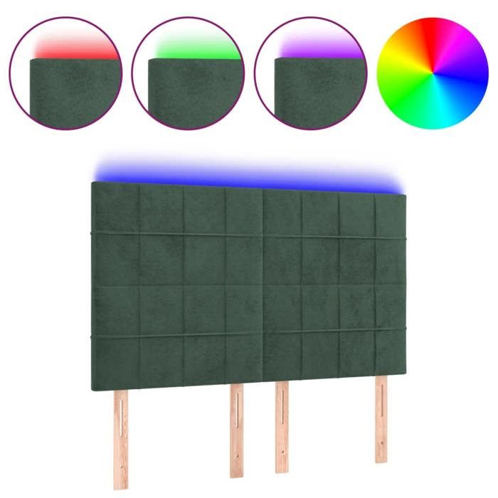 VidaXL LED Headboard Bedroom Furniture Double Bed Accessory Head of Bed Frame Interior Dark Green 3122475
