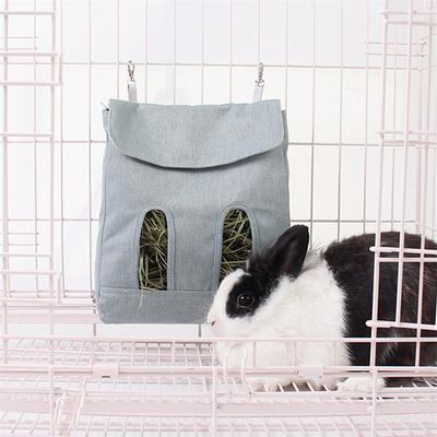 Bolsa colgante para comedero, soporte para bolsa de heno, contenedor dispensador de alimento para conejos, conejillos de indias, animales pequeños, mascotas