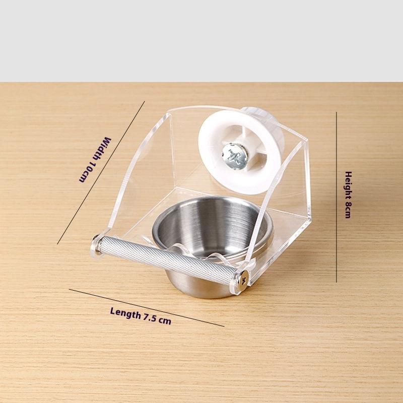 Acryl Edelstahl Vogelfutternapf Hängbar Abnehmbar Mit Ständer Verhindert Streuen Spender Papageien Futterbehälter