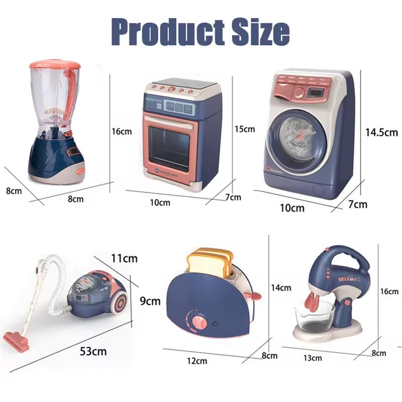 Non-Toxic Mini Household Appliances Kitchen Toys Pretend Play Set With Coffee Maker Blender Mixer And Toaster For Kids Children Gifts