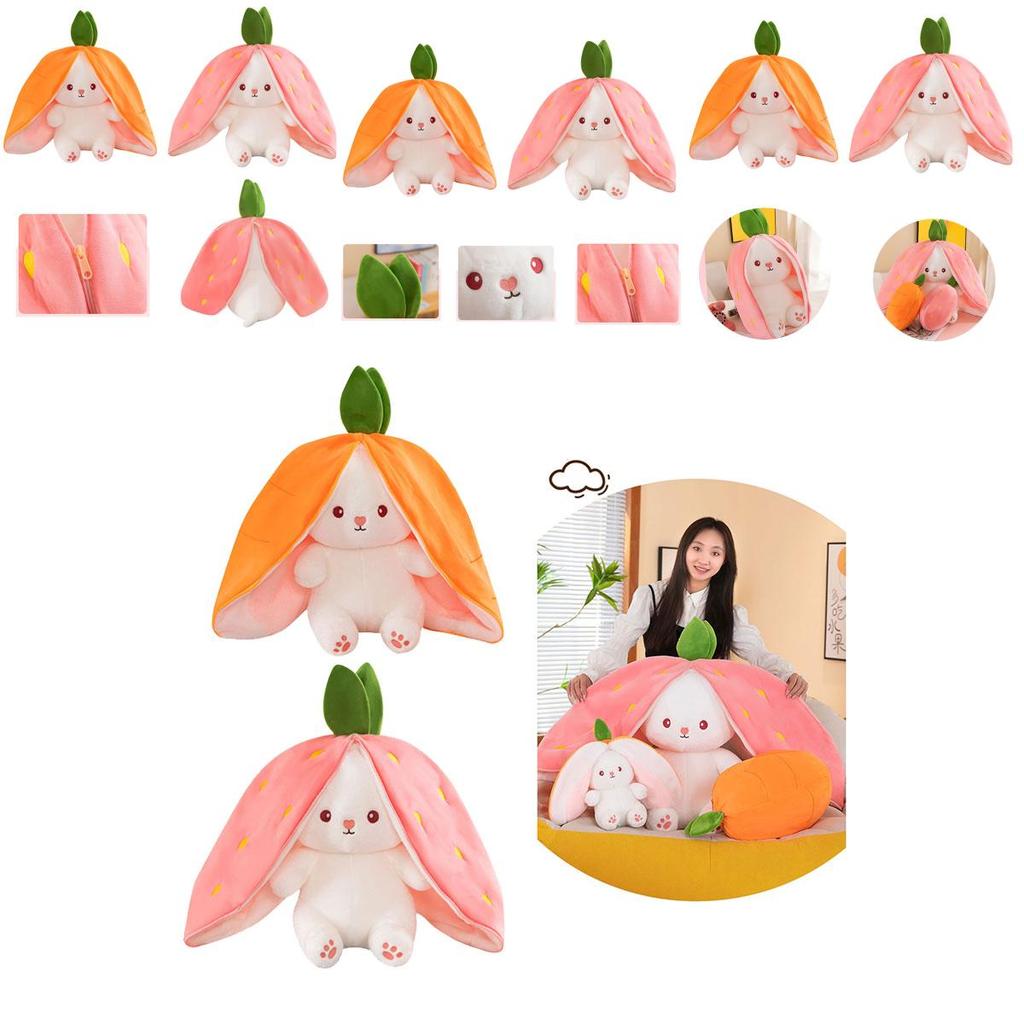 Creative Children's Bunny Doll-transforming Plush Toy With Carrot And Strawberry Options