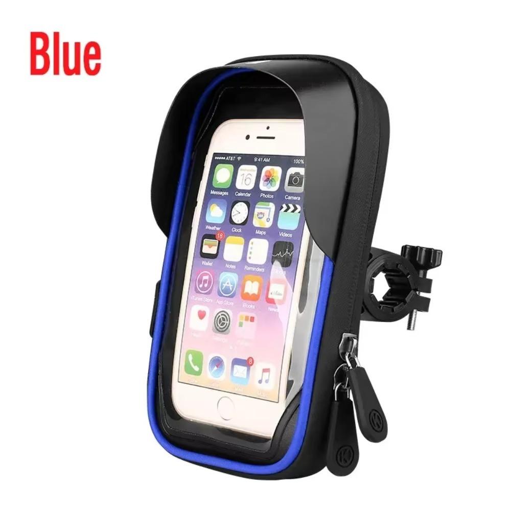 

360° Rotation Phone Holder Bag Touch Screen Mobile Phone Stand Bag Bicycle Motorcycle Front Frame Bicycle Blue