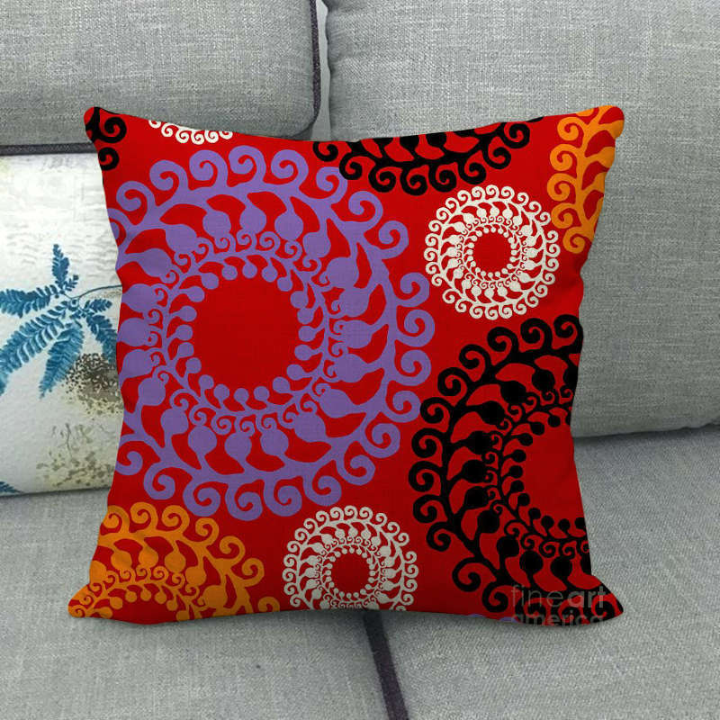 Circular Geometric Pattern Digital Printing Short Plush Pillow Covers For Car Sofa Office Cushion Cover Home Goods