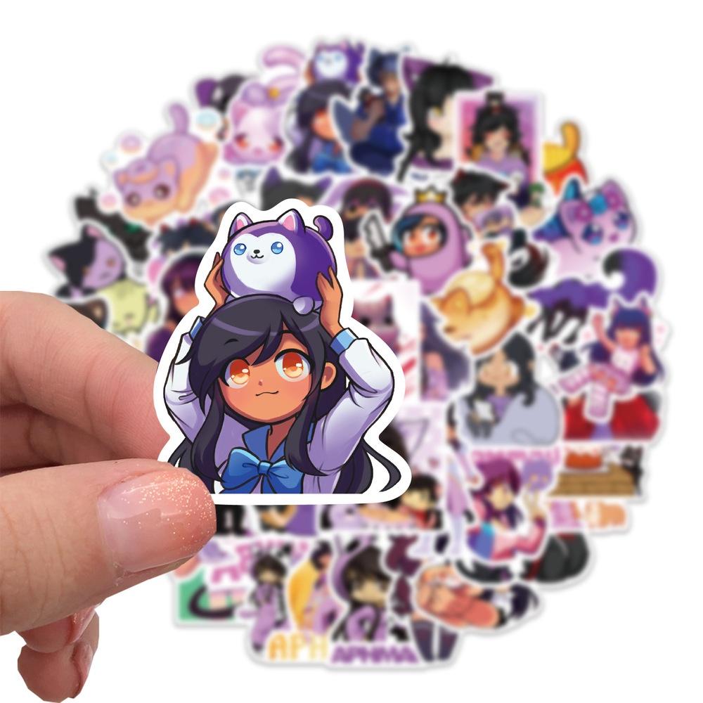 50pcs Cartoon Aphmau Graffiti Waterproof Sticker For Notebook Decoration