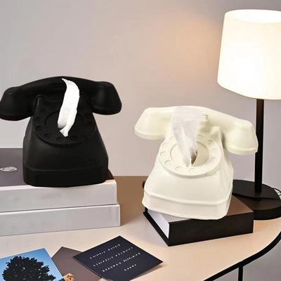 Draaitelefoon Tissuehouder Nostalgische Vaste Telefoon Tissueboxhoes Retro Vaste Telefoon Tissuedispenser voor Huis Woonkamer Slaapkamer Bureau Decor