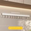 White Wall-Mounted Kitchen Hooks Rail - No-Drill Space Aluminum Organizer Ideal for Hanging Utensils Spoons Spatulas Pots & Pans