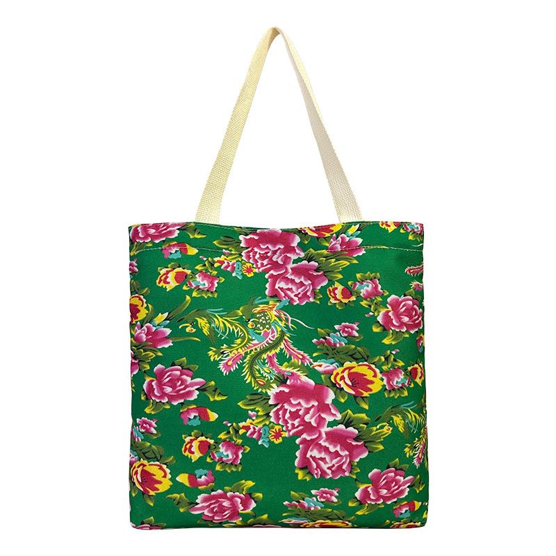 New Northeast Big Flower Bag Satchel Rural Wind Canvas Bag Personalized Trend Large Capacity Shoulder Bag Hand