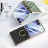 Samsung Z Flip 8 Ring Case: Creative Diamond Lattice French Style Electroplated Leather