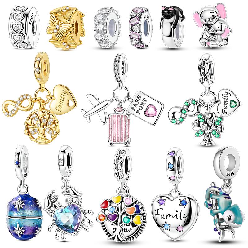 Copper Charms Bead Plane Elephant Crab Chameleon Pendants Fit Original Bracelet Diy Women Gift