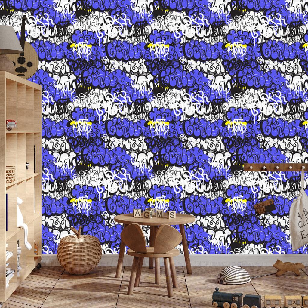 Graffiti wallpaper with elements for living room and bedroom 50x1000