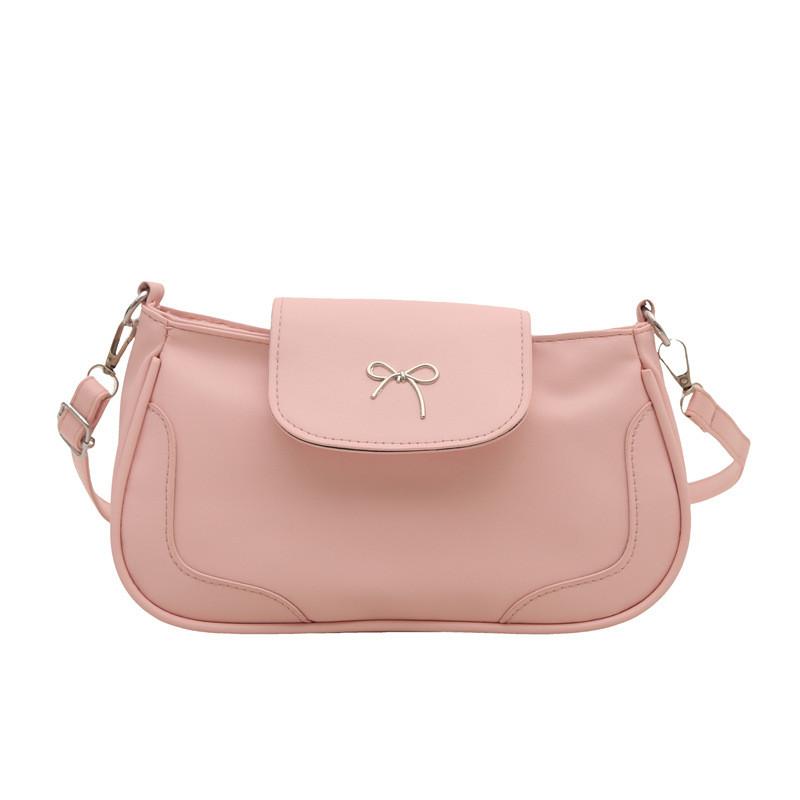 Shoulder Compact Pu Bag With Bow Decoration And Inner Layer For Commuting Daily