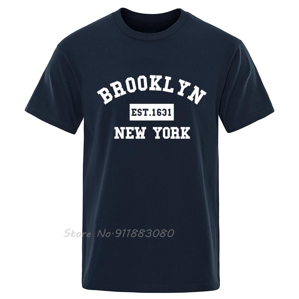 Brooklyn Est 1631 New York Letter Print Oversized Tshirt Casual Fitness T Shirt Streetwear Unisexs Clothing Casual Cotton Tshirt