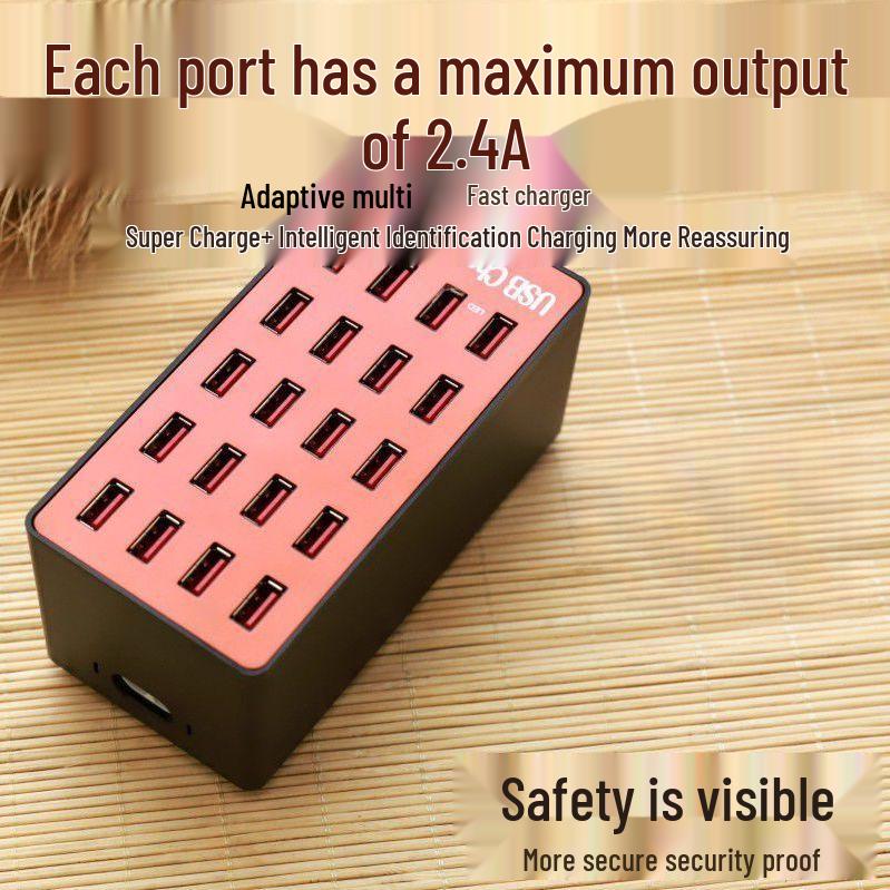 20-Port High Power USB Fast Charger 20A Charging Station for Smartphones & Tablets