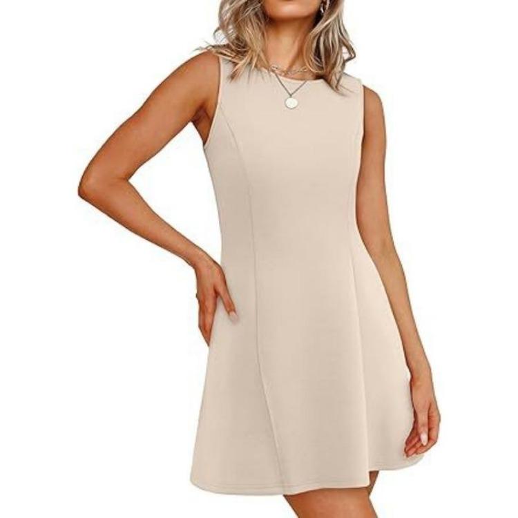 Club Party Mini Dress for Women Round Neck Sleeveless