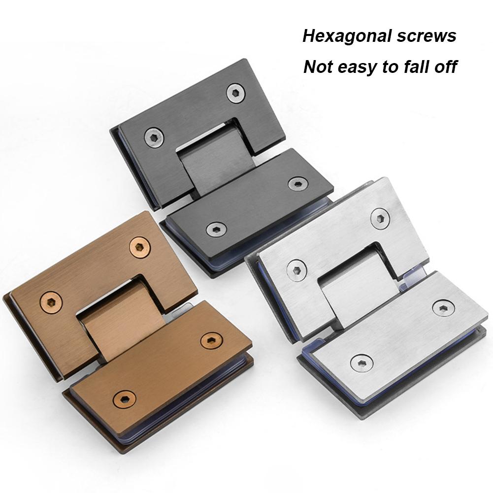 180 Degrees Showcase Clip 304 Stainless Steel Shower Cupboard Clamp with Gasket Heavy Duty Glass Bracket Clamp Shower Door Hinge