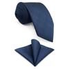 (Shlax & Wing) Shlax & Wing Herren Anzug Langkrawatten Set - Dunkelblau Einfarbig Seide Business Krawatten Set (Geschenk)