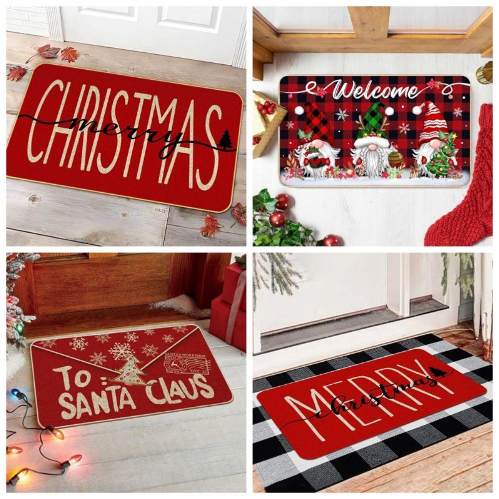 2D Flat Printed Christmas Floor Mat Non-Slip 3D Illusion Rug Round Vortex Carpet Outdoor