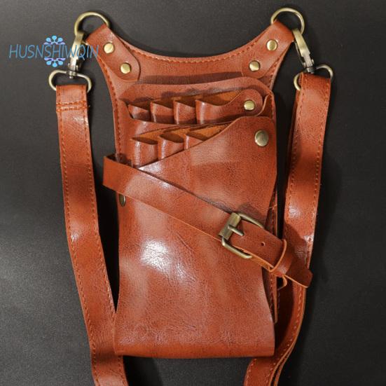 Taška na nůžky na vlasy 7 štěrbin Nastavitelný popruh Salon z umělé kůže Kadeřnictví Držák na nůžky Kadeřnictví Taška do pasu Kadeřnictví Příslušenství