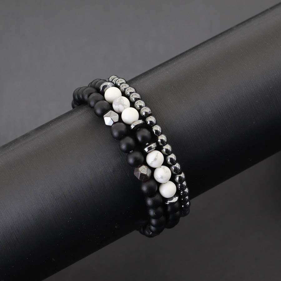 Stylish 3Pcs Men Bracelet Set Natural Tiger Eyes Lava Stone Beaded Braclet Hematite Healing Braslet Gift For Him Pulseria