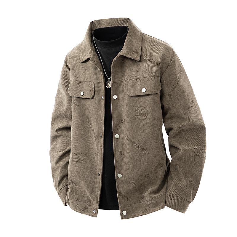 

Men s Retro Spring and Autumn Fashion New Jacket, Loose Korean Version Casual Versatile Coat 4XL темно-коричневого