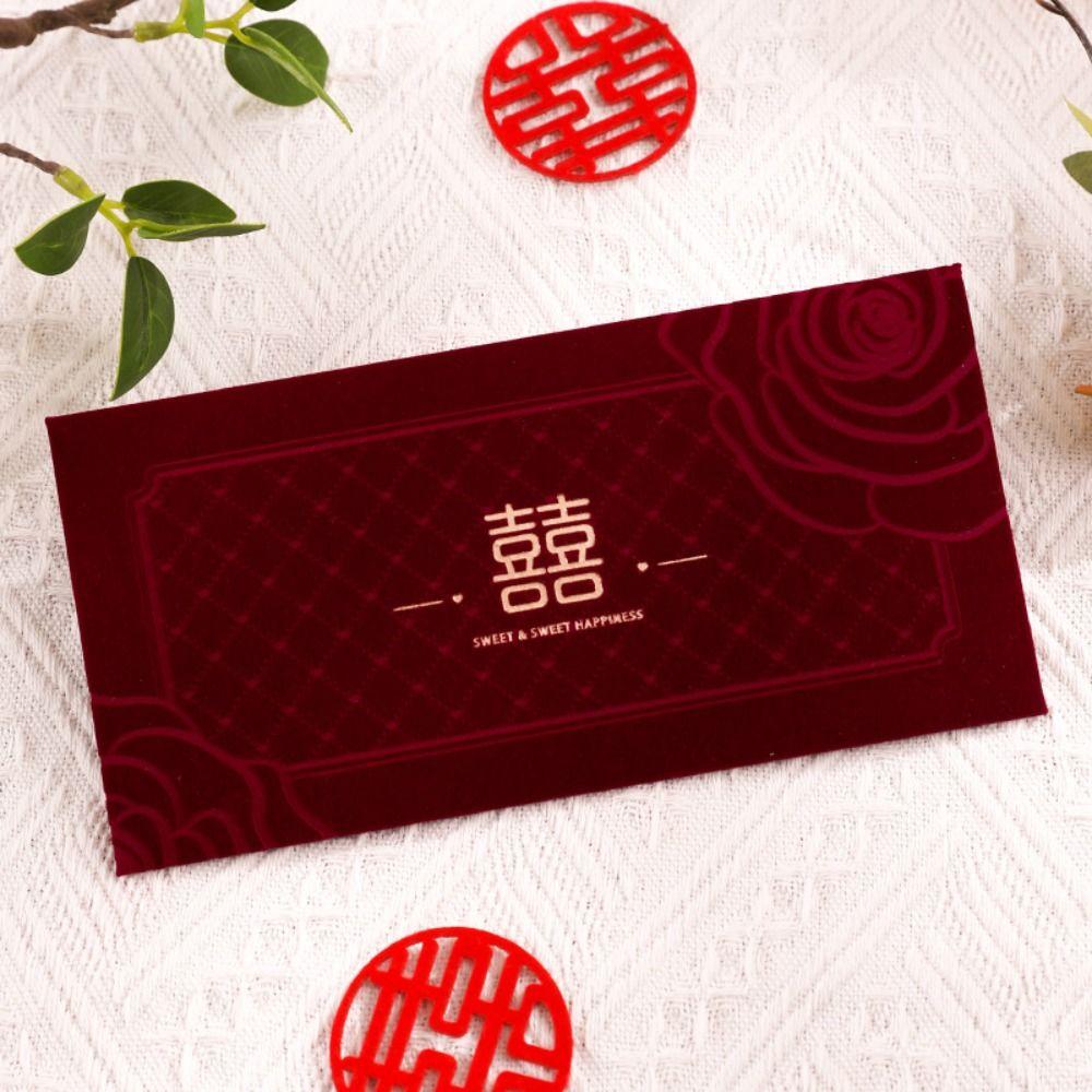 6pcs Wine Red Lucky Money Pockets Chinese Style Gifts Packing Bags  Wedding Celebration