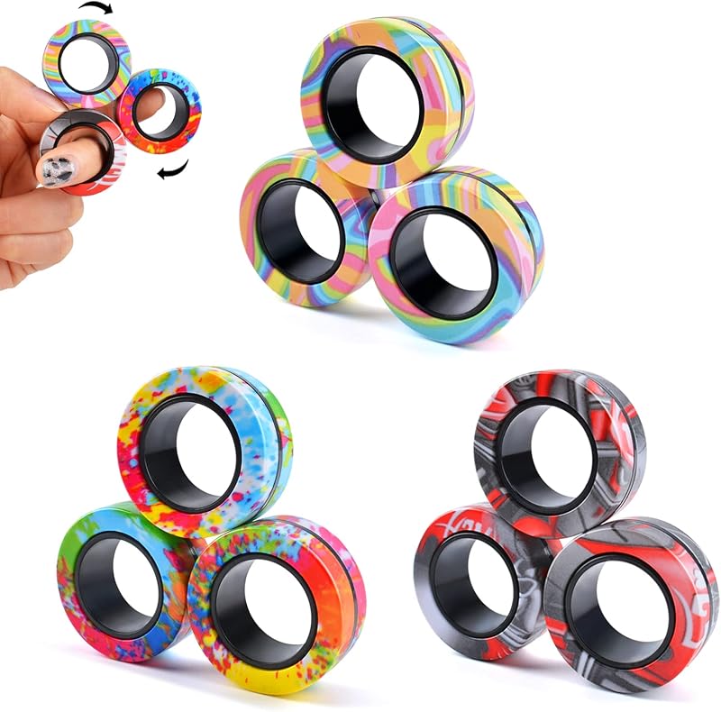 Magnetisches Fidget-Spinner-Set – Fingerspielzeug gegen Angstzustände bei ADHS, Stressabbauendes Magnet-Fidget-Spielzeug, Geschenk für Erwachsene, Jugendliche und Kinder