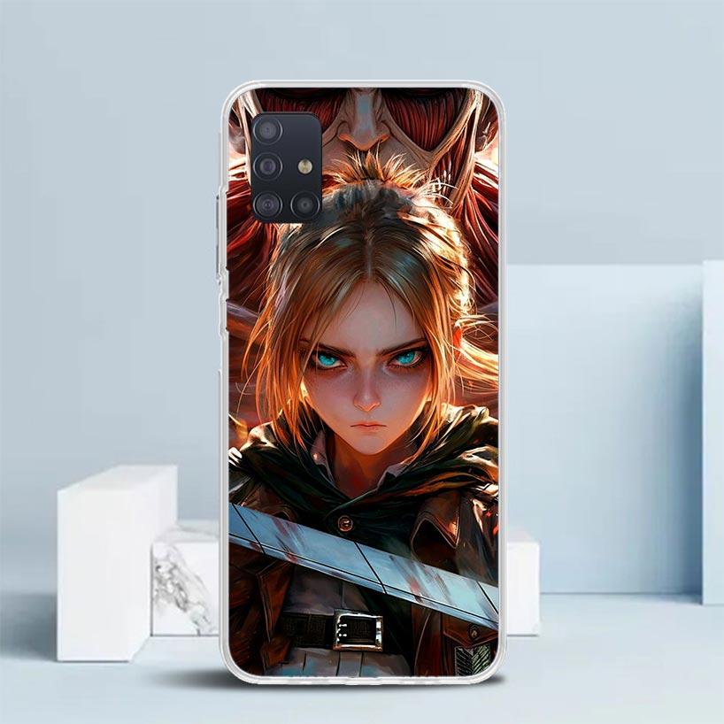 A-Attack on T-Titan Annie Mikasa Soft Cover for Samsung Galaxy A12 A22 A32 A52 A72 A02S Phone Case Note 20 Ultra 10 S10 Plus A51