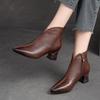 High Heel Pointed Toe Women Boots Vintage Genuine Leather Versatile Temperament Lady Shoes