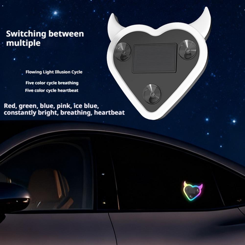1/2PCS Wireless Car LED Ambient Light, Heart Shape Solar/USB-C Rechargeable, Vibration Activated, Install Atmosphere Neon Light