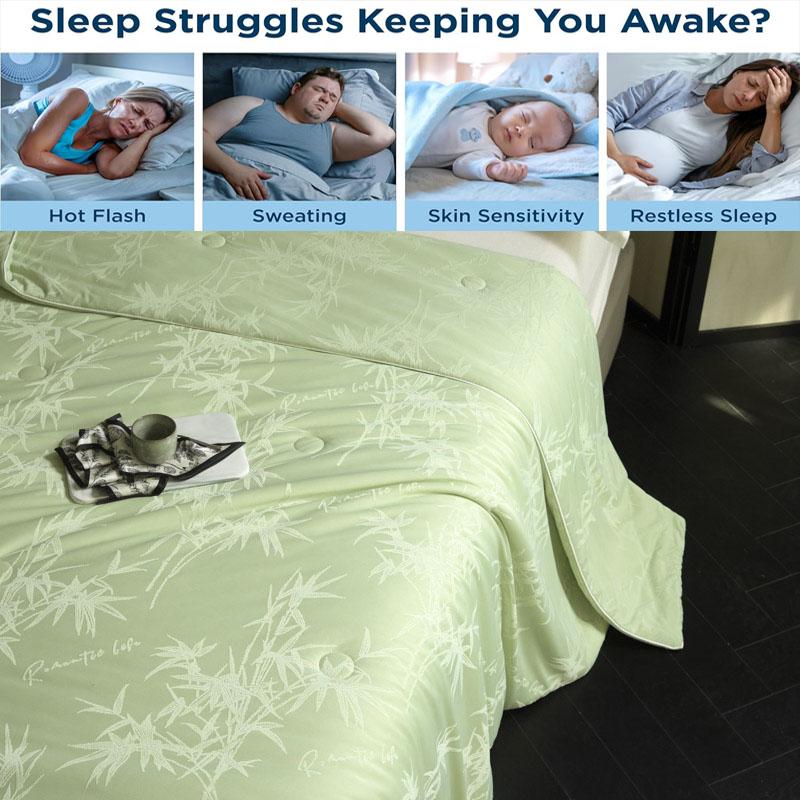 Jacquard Bamboo Cooling Summer Quilt for Queen King Bed Silky Air Condition Comforter Lightweight Cooled Blanket Anti-Mite Soft