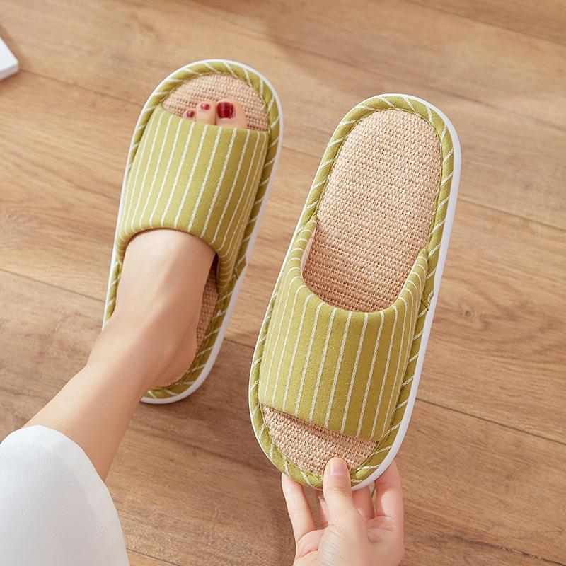 Spring linen slippers women's indoor home spring and autumn floor sweat-absorbing cotton and linen four-season cloth slippers household men