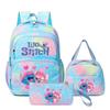 Stitch Lilo & Stitch Student Backpack Set of 3, Large Capacity Cartoon Daypack for Outdoor Travel, Kids Gift, Unisex Bookbag
