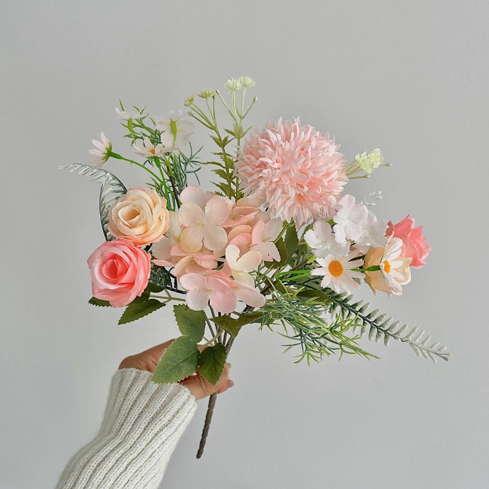 

44CM Simulated Rose Bouquet Embroidered Ball Photography Props Artificial Rose Ball Wedding Hall рожевий