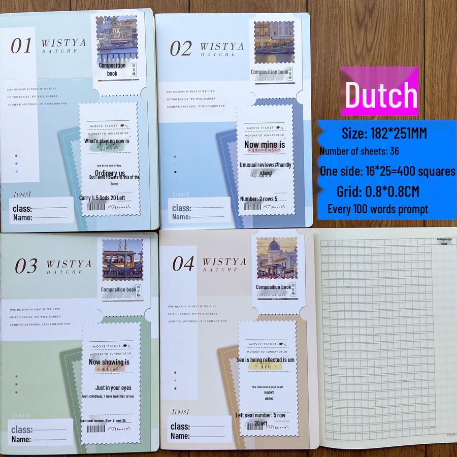 16K Large 400-Grid Prompt Composition Book: 100-Word Prompts, 300-Word Grids, B5 Diary for Students