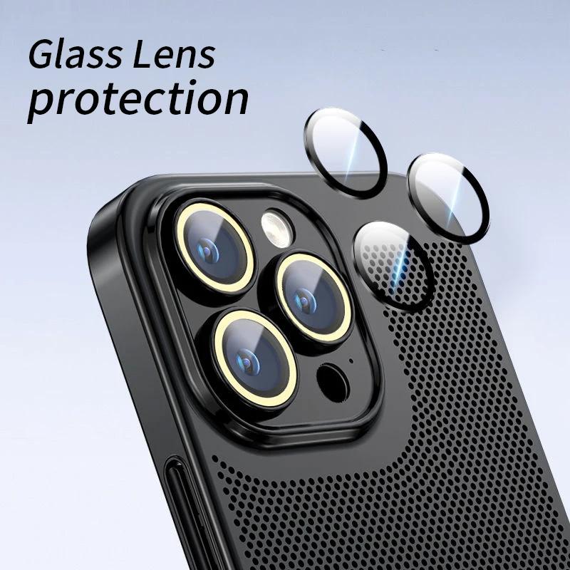 Plating Mesh Cooling Heat Dissipation Case for iPhone 15 14 13 12 11 15 Pro Max 14 Plus Ultra Thin Breathable Hard Cover