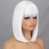 XINRAN Dámská móda Délka po ramena Čistě bílá paruka s Radians Syntetické vlákno Krátká rovná Bobová paruka s ofinou Cosplay