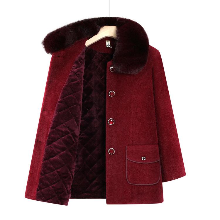 Grandma's Winter Clothes Plus Wool Coat Middle-aged and Elderly People In Autumn and Winter Mink Tops for Women's Noble Mother's Clothes