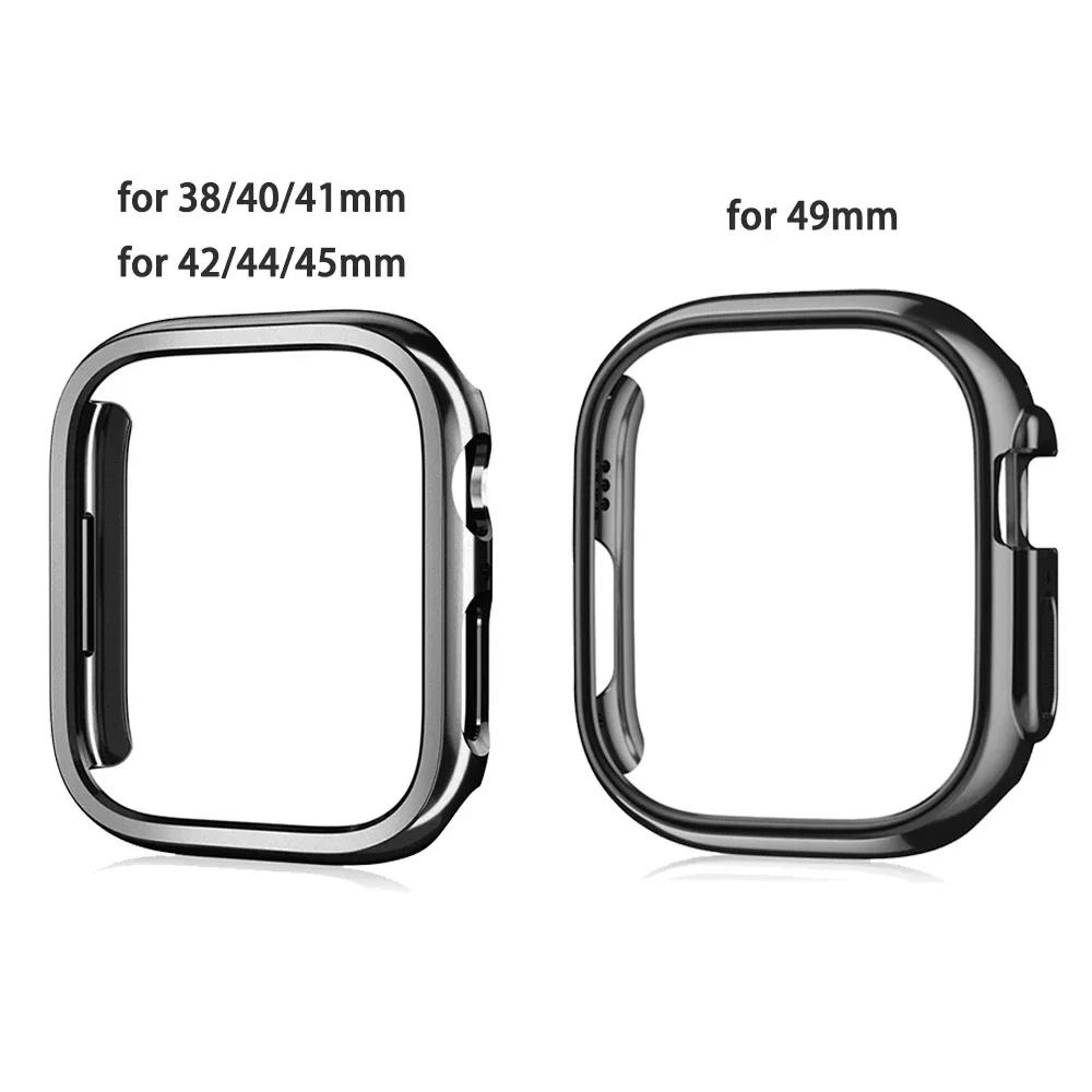 For Apple Watch 45mm 41mm 38mm 42mm 40mm 44mm Plated Skeleton Cover Hard PC Bumper Case Frame for iWatch SE 8 7 6 5 4 3 2 1 Case