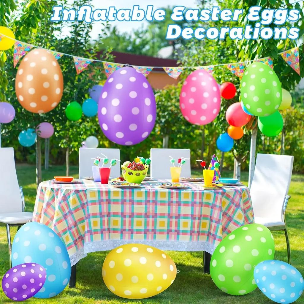 16 Inch Multipurpose Easter Inflatable Eggs Outdoor Children Toys for Yard Lawn Garden Party Decor Holiday Celebration Activity