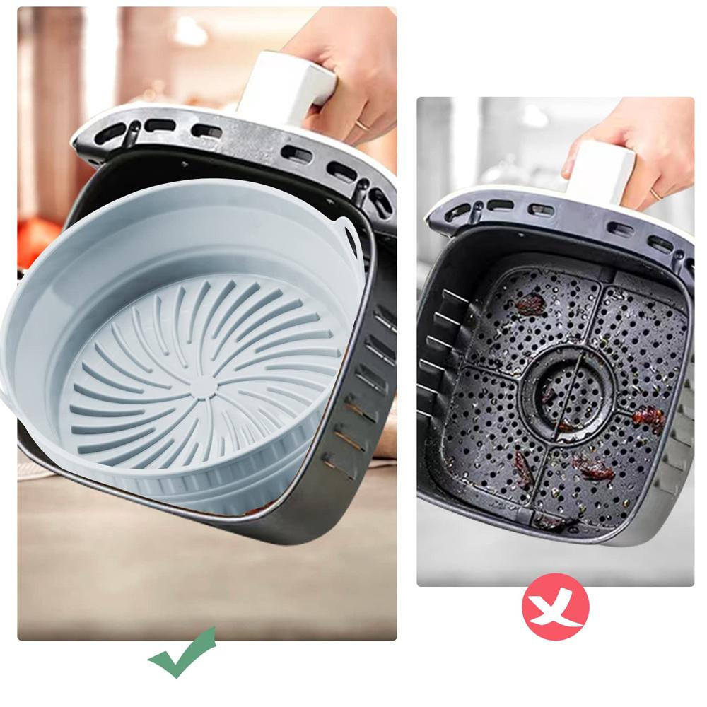 Air Fryer Silicone Basket Foldable Round Square Mold Airfryer Oven Baking Tray Pizza Fried Chicken Basket Reusable Pan Liner