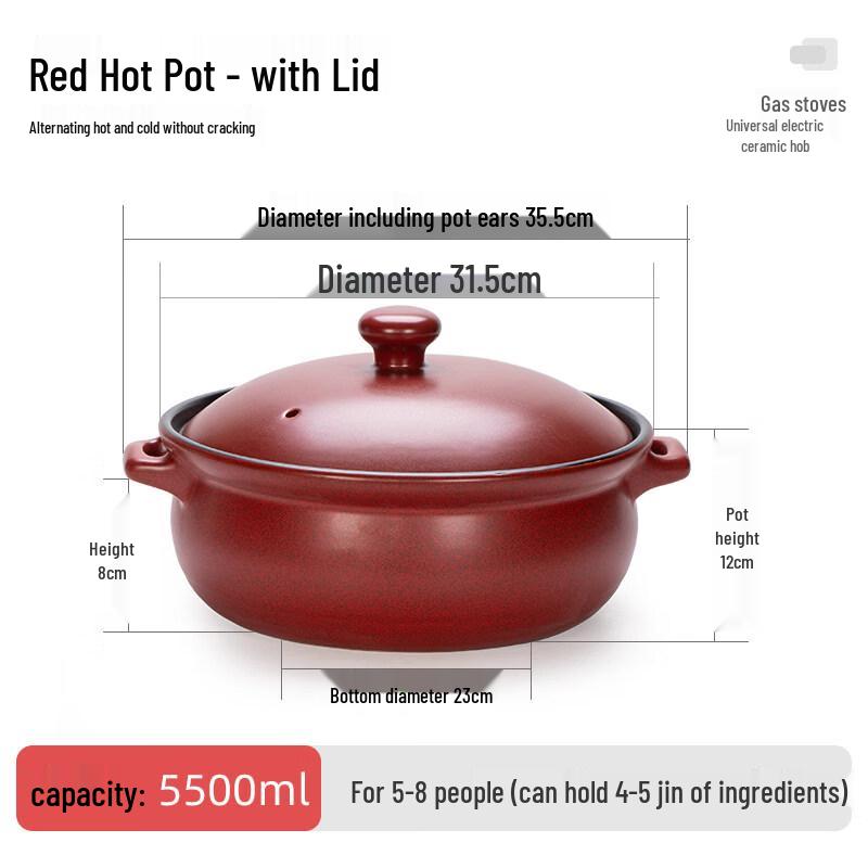Yiceng Large Heat-Resistant Clay Pot