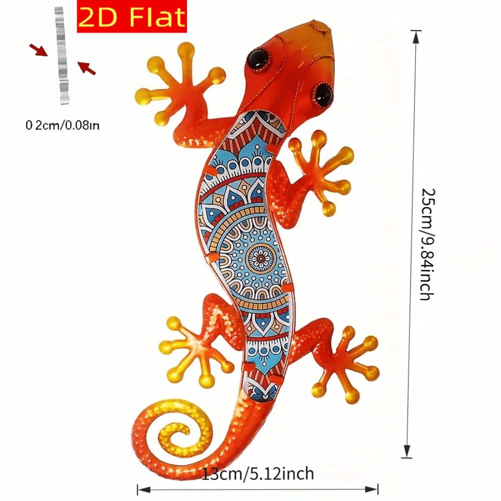 2D Orange Acrylic Lizard Gecko Hanging Decor,No Power Needed,Indoor Outdoor Ornament for Yard Lawn Bedroom Living Room Office Fence,Holiday Decoration