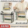Foldable Student Book Organizing Bin Box Household Large Capacity Transparent Dustproof Collection Container Books Clothes Snacks Organizer Pouch