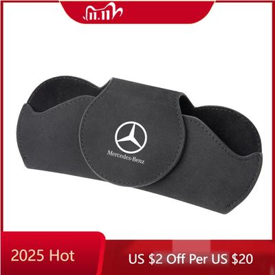 2025 Heiß 1 Stück Wildleder Auto Sonnenblende Brillenetui Sonnenbrillenclip Brillenhalter Für Mercedes Benz AMG CLK CLA A180 W108 W201 W212 Ac