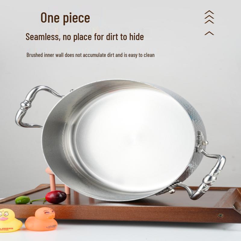 ZISIZ 316 Stainless Steel Hammered Hot Pot with Lid