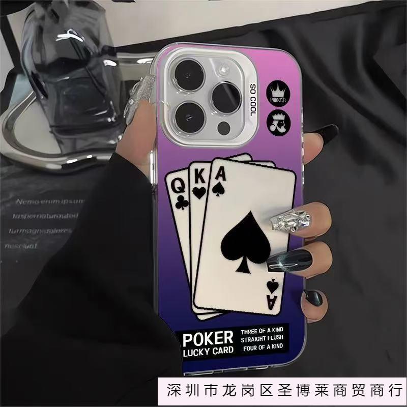 Gradual Change Poker Applicable To Apple 16Promax Mobile Phone Case Personalized Vitality Case iPhone15/14/13 Europe and America 12
