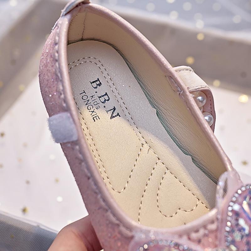 Girls' Fishtail Bow Leather Shoes - Autumn 2025 New Arrival Princess Style, Soft Sole with Pearl Detail